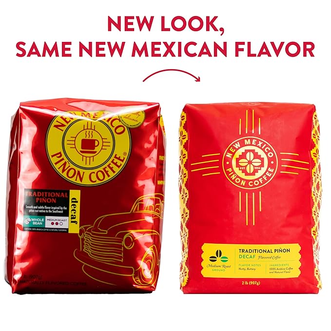 New Mexico Piñon Coffee Naturally Flavored Coffee (Traditional Piñon Ground Decaf, 2 pound)
