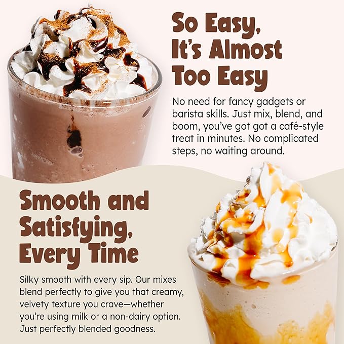 Frozenta At Home Freeze Frozen Beverage Mix used with Milk, Cold Brew and Espresso to create frozen Frappes, Mochas, Lattes and Hot Chocolate too (20 Servings, Hot Chocolate Powder)