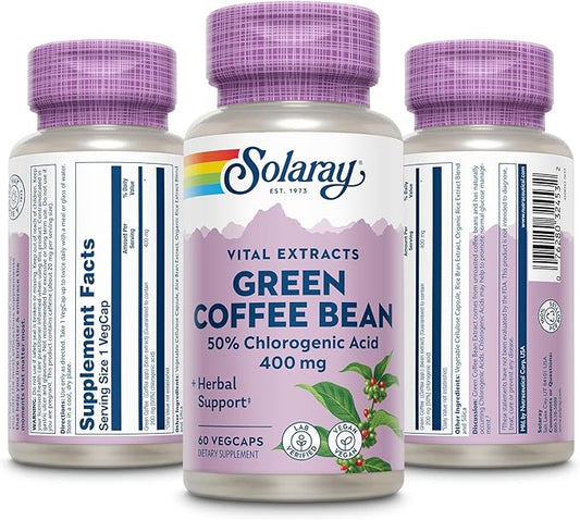 SOLARAY Guaranteed Potency Green Coffee Bean Extract, Veg Cap (Btl-Plastic) 400mg | 60ct