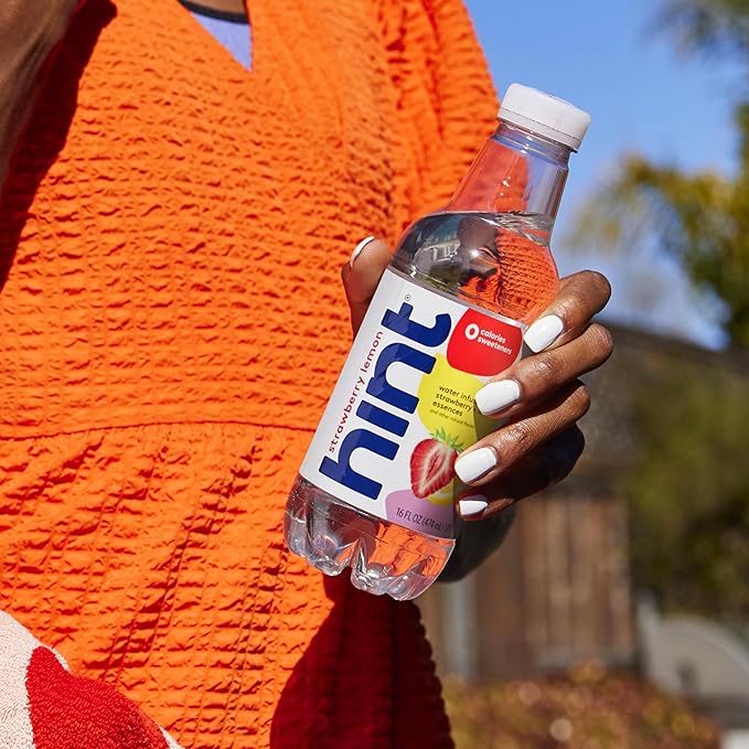 Hint Fruit-Infused Bottled Water, Strawberry Lemon - Sugar Free Flavored Water with Zero Calories, Natural Fruit Essences, and No Artificial Sweeteners - 16 Fl Oz (Pack of 12)