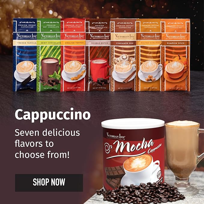 Victorian Inn Instant Cappuccino - Mocha Flavor - Rich & Velvety Coffee Mix - Perfect Hot, Cold, or Blended - Ideal as Coffee Creamer - 2 Pound (Pack of 6)