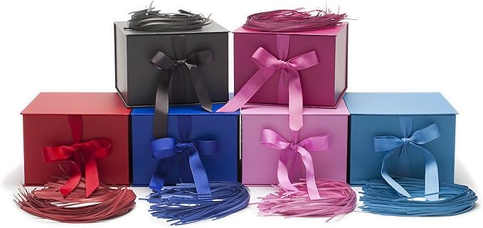 Hallmark Medium Gift Box with Lid and Shredded Paper Fill (Blue 7 inch Box) for Birthdays, Graduations, Anniversaries, Father's Day, Christmas, Valentine's Day, All Occasion