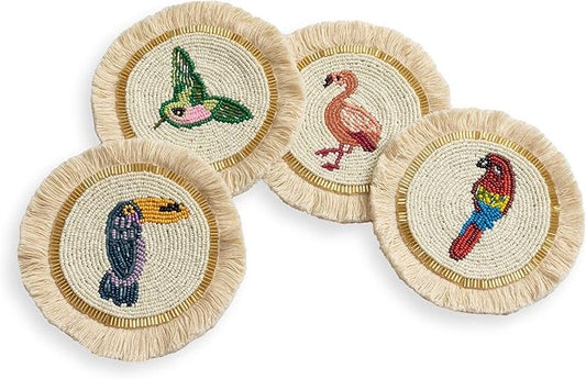 Folkulture Decorative Coasters for Coffee Table | 5.5" Farmhouse Coasters for Table Decor | Rustic Drink Coaster for Cocktails | Round Beautiful Coaster