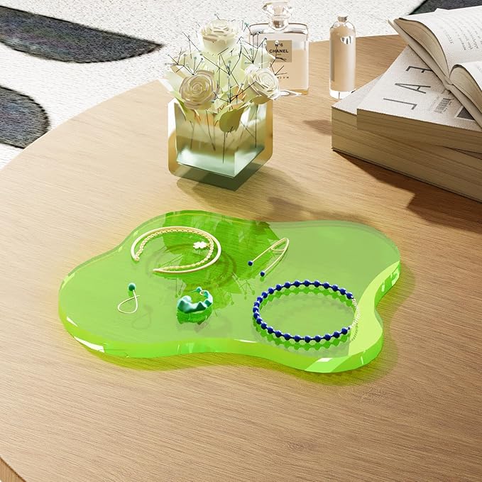 Acrylic Desk Coaster Decorative Plates, Clear Cloud Shape bar Drink Coasters, Coffee Cup Coaster for Desk Accessories Office Home Decor，Perfect for Tabletop, Coffee Table, Kitchen, Bar(Yellow)