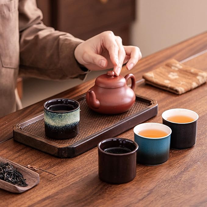Espresso Cups Set of 2, Ceramic Espresso Cups, Expresso Shots Cups, 2.5oz Tea Cups, Demitasse Cups (4, magic outside)