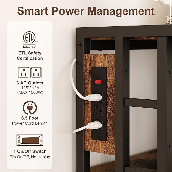 Mini Fridge Stand Coffee Bar Cabinet Station With Small Refrigerator Insert Storage Space, Shelf Organizer For Dorm Microwave To Sit On, Baker Rack With Power Outlet, Big Table To Go Over Hide Fridge