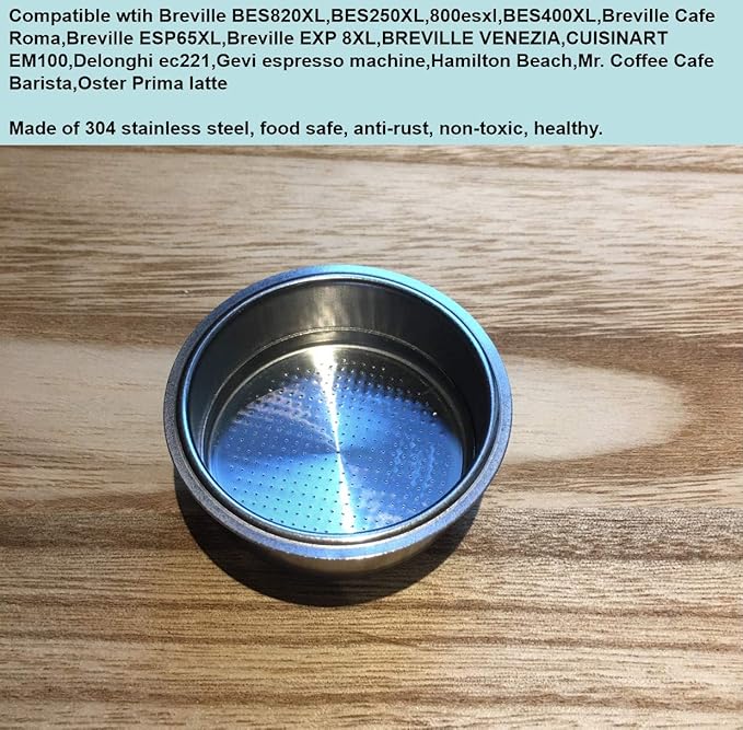 51mm Pressurized Filter Basket Stainless Steel Dual Wall Portafilter Basket Double Wall Espresso Basket Double Filter Basket Replacement Fits Delonghi Breville Mr Coffee Espresso Machine-2 Cup