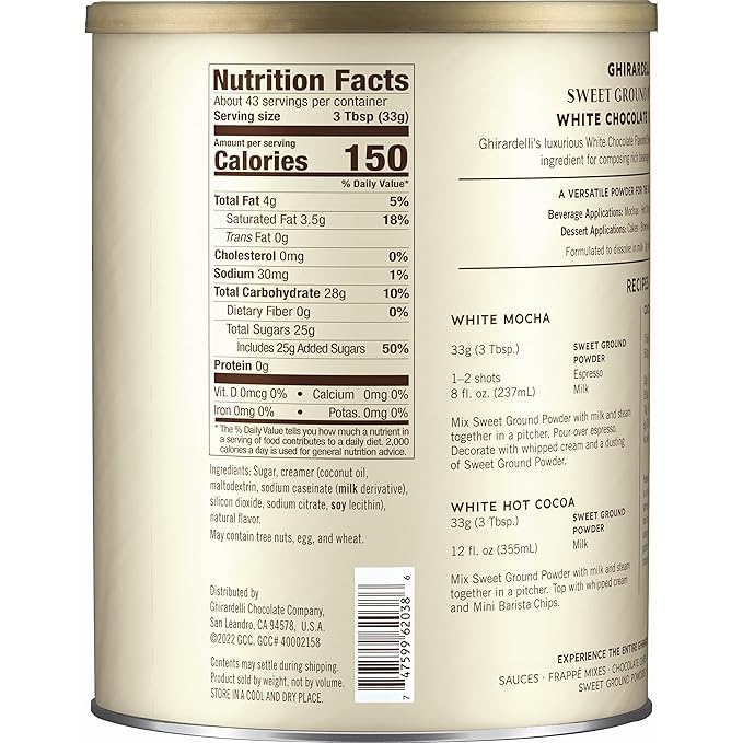 Ghirardelli Sweet Ground White Chocolate Flavor Powder, 50 oz