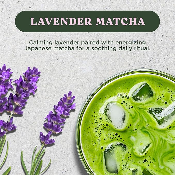 The Harmony Matcha Lavender (7.05oz Bag - 20 Servings) Premium Japanese Matcha Powder, Rich in Antioxidants & L-Theanine, Sweetened with Organic Sugar, No Preservatives