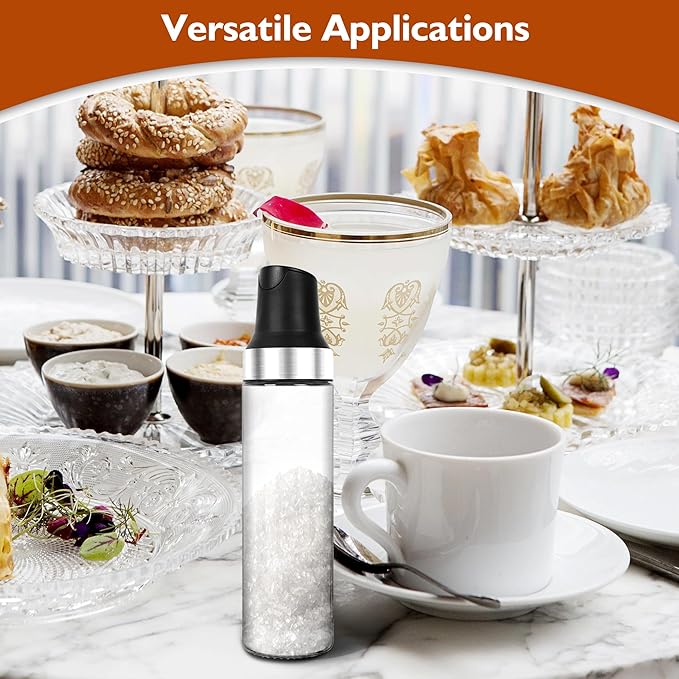 Loscarol Sugar Dispenser with Pour Spout, 17 oz Glass Sugar Shaker Jar or Creamer Dispenser Weighted Pourer for Coffee Bar,Tea & Baking, Sugar Container for Sugar, Honey, Syrup, for Home Kitchen