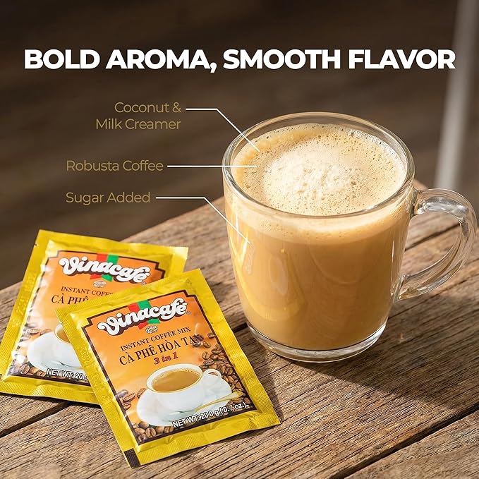 Vinacafe Pack of 5 | 20 Sachets Per Bag Vietnamese Instant Coffee Mix 3 in 1 (100 Total Counts)