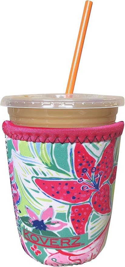 Koverz Iced Coffee Sleeve, Insulated Neoprene Cup Sleeve, Fits a 16 Oz. Coffee Cup, Washable and Reusable, Iced Coffee Accessories, Small Lilly