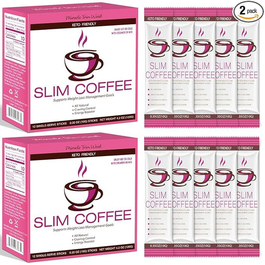 Skinny Coffee Green Coffee Bean Extract Powder | USTAR Slim Instant Coffee with 12 Natural Health Blends Gluten-Free Instant Coffee for Energy & Metabolism, 240g (24 Sticks)