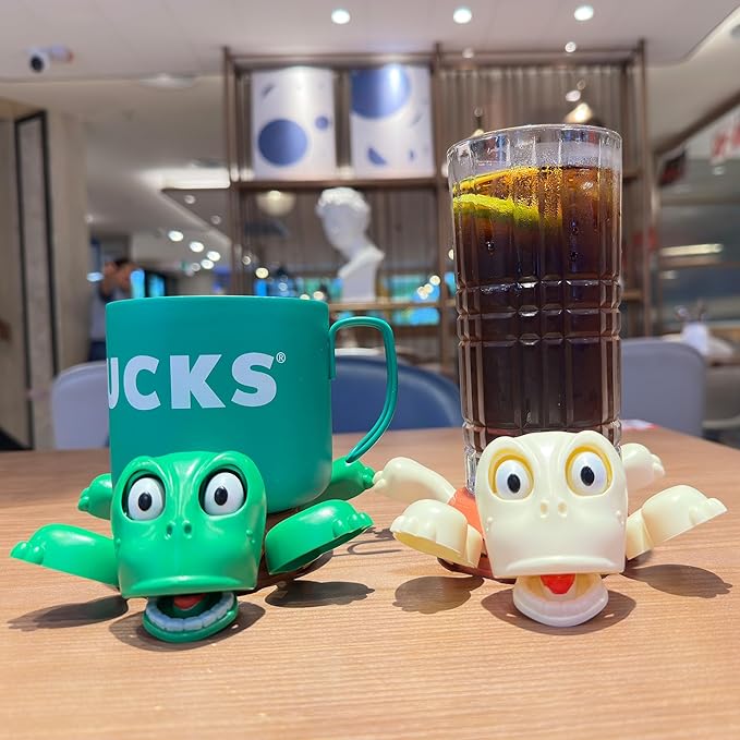 JOD® Turtle Coaster, 3D Printed Funny Tea Coasters with Interactive Expression, Turtle Cup Holder 2 PCs Cup Holder with Liftable Limbs & Expressive Face Tortoise Lover Gag Gifts(2pc-Green Pink)