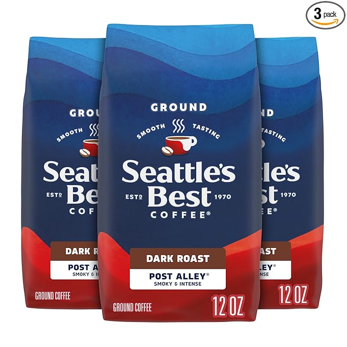 Seattle’s Best Coffee, Dark Roast Ground Coffee, Post Alley, 100% Arabica, 3 Bags (12 oz Each)