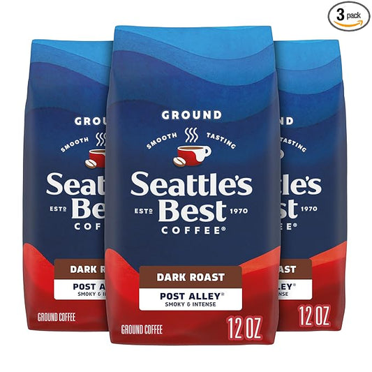 Seattle’s Best Coffee, Dark Roast Ground Coffee, Post Alley, 100% Arabica, 3 Bags (12 oz Each)