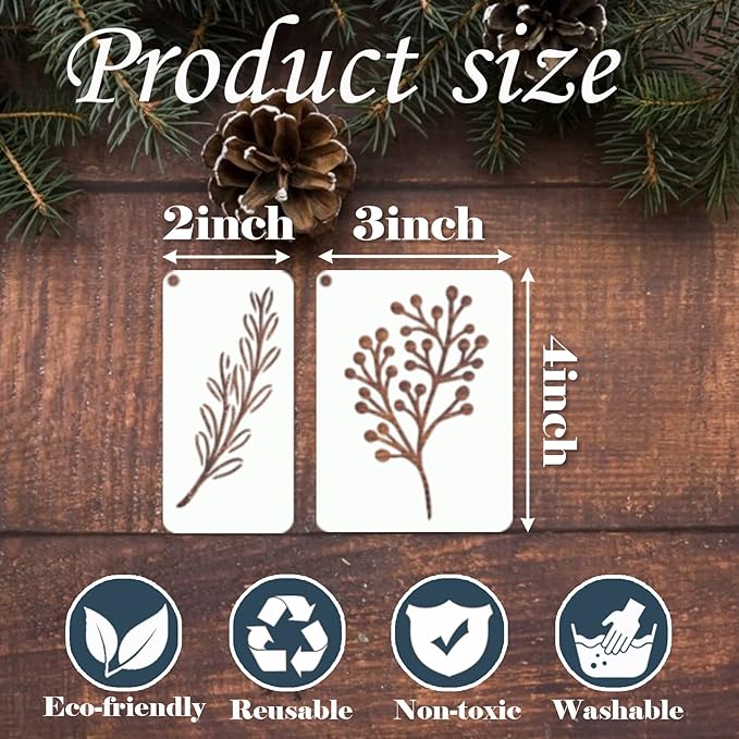 Leaf Stencils for Crafts Small Leaves and and Branches Paint Plant Stencil for Painting On Wood Wall Card Making, Tiny Nature Vine Herb Essential Art Stencils for Adults Kids (50 Leaves)