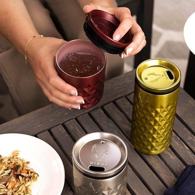 Viski Paragon Cocktail Tumbler Insulated Cocktail Cup, Insulated Ceramic Lined Rocks Tumbler Stainless Steel Whiskey Glass Rose Pink 12oz Set of 1