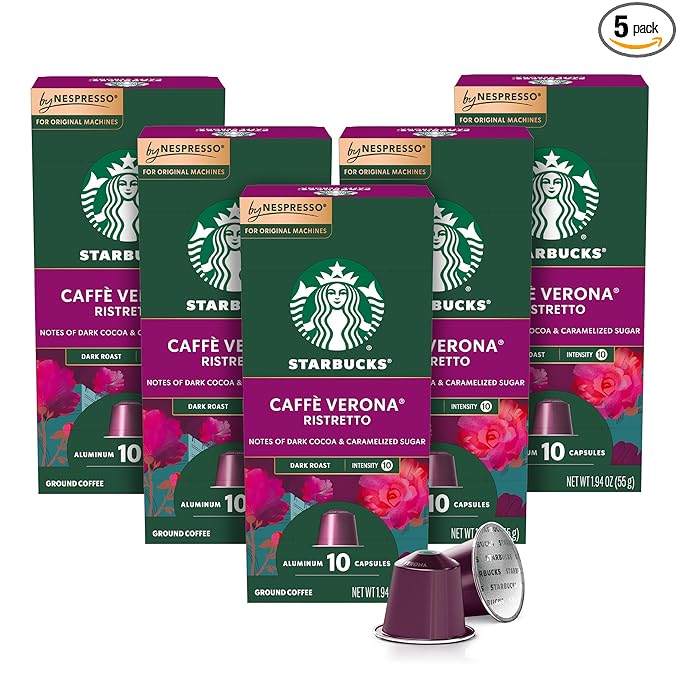 Starbucks by Nespresso Original Line, Caffè Verona, Dark Roast Coffee, 50-count Espresso Pods