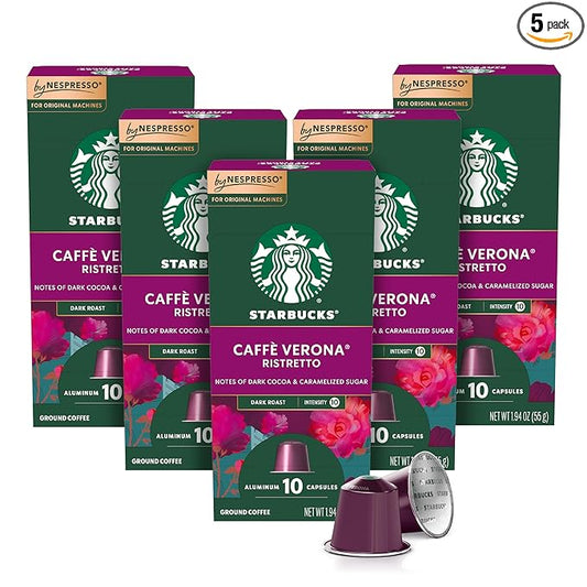 Starbucks by Nespresso Original Line, Caffè Verona, Dark Roast Coffee, 50-count Espresso Pods