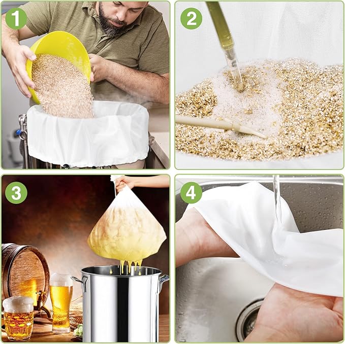 Chumia 5 Pack Brew Bags Reusable Extra Large 26 x 22'' Fine Mesh Strainer Cold Brew Filters Drawstring Cheese Cloth Straining Bags Wine Making Supplies for Fruit Cider Beer