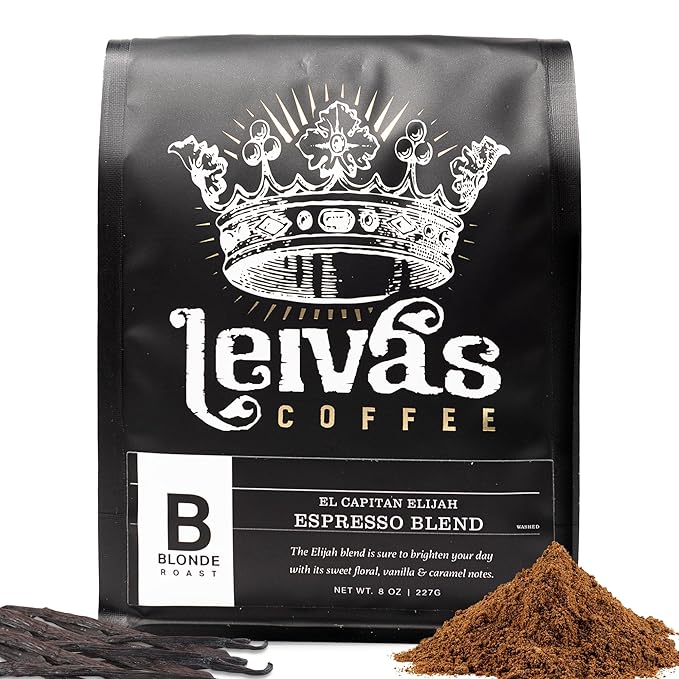 Leiva’s Ground Blonde Espresso (8oz), Roasted to Order, Micro-Lot Guatemalan Beans – El Capitan Elijah Espresso Coffee Ground w/Floral, Citrus & Caramel Notes - Low Acidity Blonde Roast