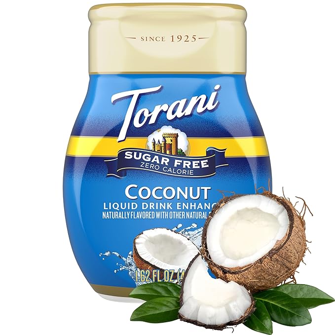 Torani Sugar Free Coconut Liquid Drink Enhancer, Water Flavoring 2-Pack, 1.62 Oz Ea