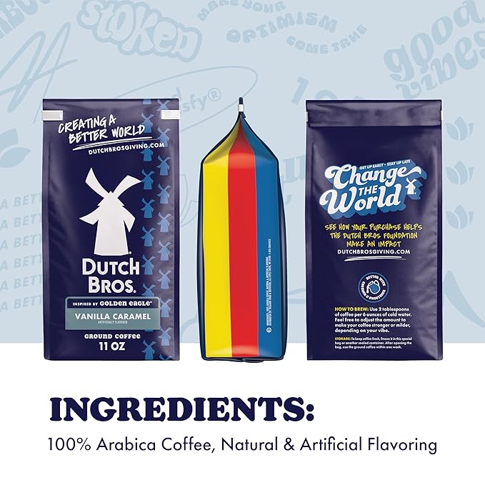 Dutch Bros® Vanilla Caramel Ground Flavored Coffee Inspired by Golden Eagle®, Bagged 11oz