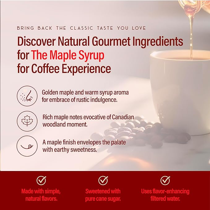 RIO Maple Flavoring Coffee Syrup – Perfect for Hot or Iced Coffee & Desserts, Classic Maple Blend Sweetened with Pure Cane Sugar, Barista-Grade Syrup for Drinks at Home & Work – 700ml