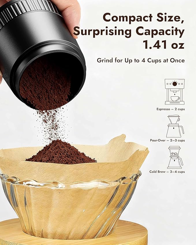 iKoffy AeroGrind Manual Hand Coffee Grinder with DLC 440 Burrs, 38g Capacity Portable Coffee Bean Mill for Moka pot, French Press, Espresso, Pour Over