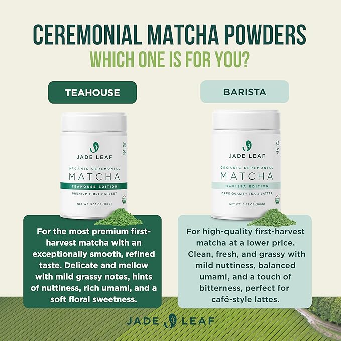 Jade Leaf Matcha Ceremonial Grade Matcha Green Tea Powder - Authentic Japanese Origin - Artisanal Barista Edition For Cafe Quality Tea & Lattes (1 Pound Bulk Matcha)