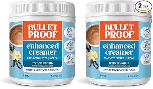 Bulletproof French Vanilla Creamer, 14.8 Ounces, Keto Coffee Creamer with MCT Oil and Grass-Fed Butter (Pack of 2)