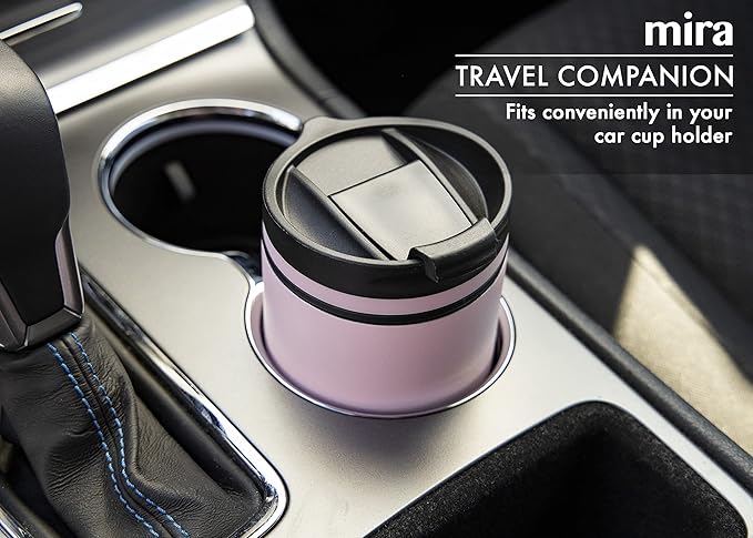MIRA 16 oz Travel Coffee Mug - Insulated Stainless Steel Tumbler with Screw Lid - Taffy Pink