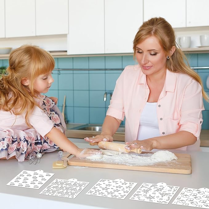 Keluna Cookie Stencils for Royal Icing - Rose Floral Stencils for Cookies Decor Dessert Buttercream Cake Baking Template