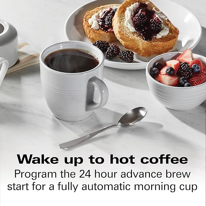 Hamilton Beach Professional Programmable Drip Coffee Maker, 12 Cup Capacity Ergonomic Carafe, 60oz Removable Reservoir,120 volts, Brushed Metal (49500)