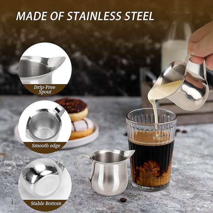 12 Pack Stainless Steel Bell Creamers 3 oz Mini Cream Pitcher Small Cream Jugs for Milk, Coffee, Jam, Sauces, Syrup