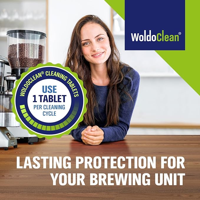 WoldoClean Espresso Machine Cleaning Tablets 40x 2g - Universal Backflush Tablets for Breville Barista Express, Jura, Gaggia, DeLonghi & Phillips, Removes Coffee Oils & Grease Residue