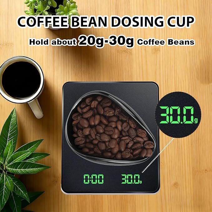 Coffee Bean Dosing Cup, 20g-30g with Wide Spout, Stable Base Ceramic, Includes RDT Spray Bottle, Metal Grind Size Reference Card, Single-Dose Espresso Bean Cup for Coffee Grinder Workflow