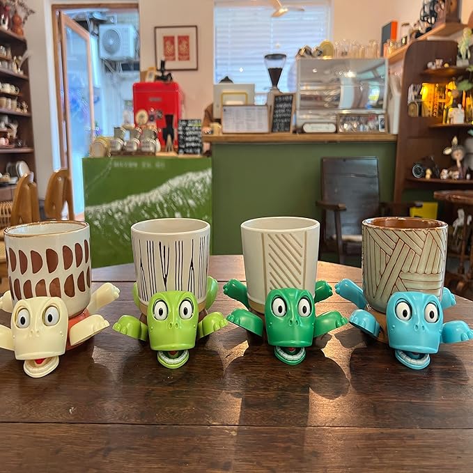 JOD® Turtle Cup Holder,Turtle Coaster with Funny Expression, 4 PCs Cup Holder with Liftable Limbs & Expressive Face for Turtles,Tortoise Lover Gag Gifts Home Decor(4pc-Light Green Green Blue Pink)
