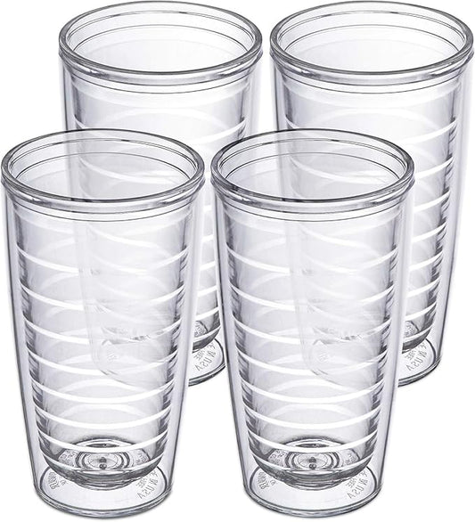 Homestead Choice 16oz Insulated Tumblers Plastic Keeps Drinks Cold & Hot, 4pack Double Walled Clear Insulated Drinking Glasses Cup, BPA-Free, Reusable, Camping, Travel, Kitchen, Party