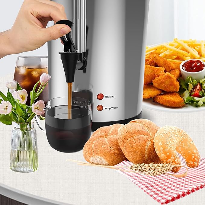 Valgus Commercial Stainless Steel Coffee Urn 135-Cup 20L Large Capacity Coffee Maker Electric Hot Water Bottles with Percolator Automatic Temperature Control for Large Events, Parties, Weddings