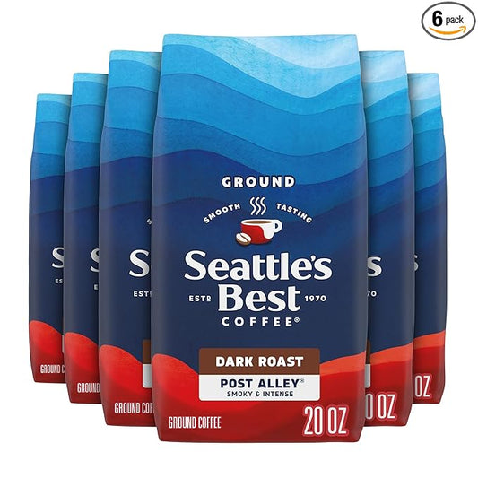 Seattle’s Best Coffee, Dark Roast Ground Coffee, Post Alley, 100% Arabica, 6 Bags (20 oz Each)