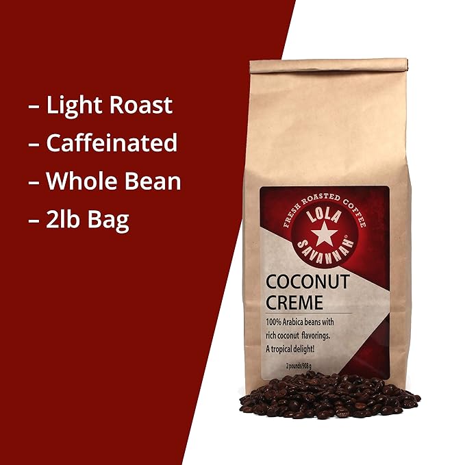 Lola Savannah Coconut Crème Whole Bean Caffeinated Coffee, 2Lb