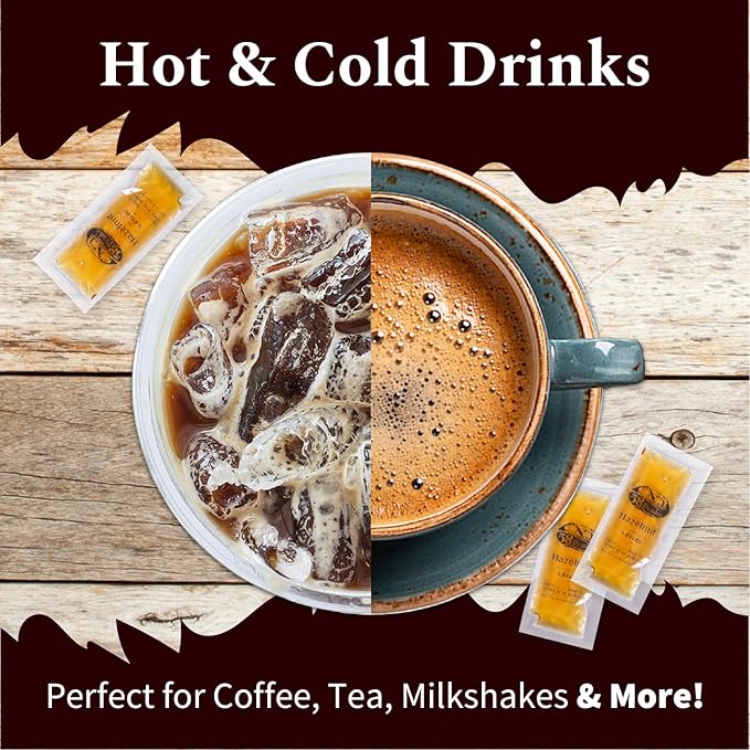 58Peaks Hazelnut Flavored Syrup Sweetener Packets for Hot and Cold Drinks | To-Go Syrup Flavoring Perfect for Coffee, Tea, Milkshake and More | Flavored Coffee Syrups for Travel | 15mL | 20-Pack