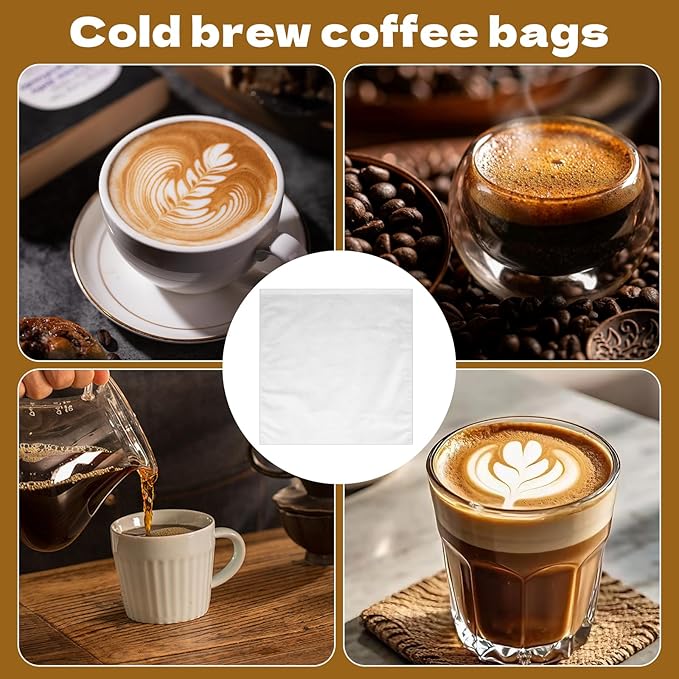 100 Pack Cold Brew Coffee Filters 20" X 20" Disposable Fine Mesh Brewing Bags Commercial 5 Gallon Coffee Filter For Commercial Model Cold Brew Coffee Makers Restaurants Shop