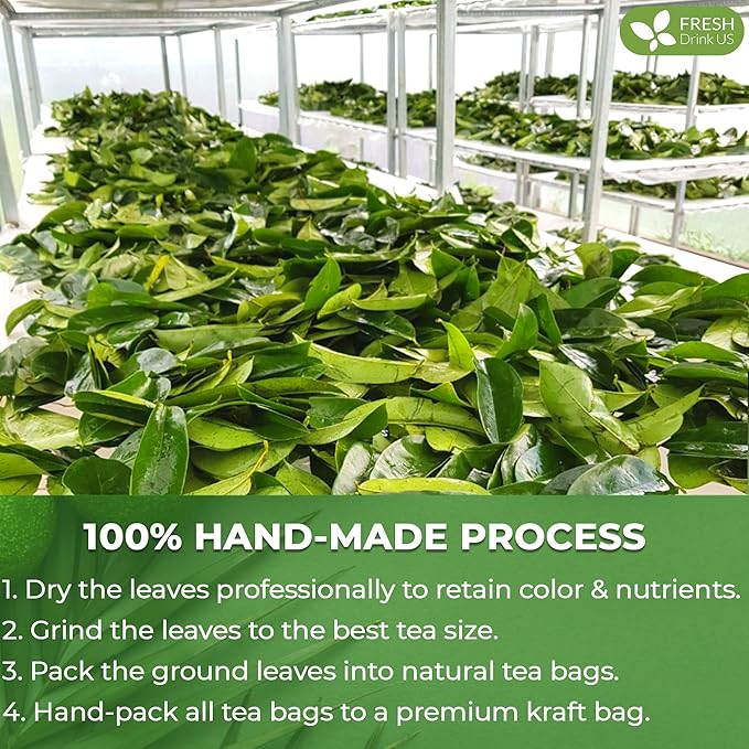 FreshDrinkUS, Premium 75 Soursop Graviola Leaf Tea Bags, 100% Natural and Pure from Soursop Leaves, Handmade, Made With Natural Materials-Corn Fiber Tea Bag, Sugar/ Caffeine/ Gluten Free, Hoja Guanabana Tea