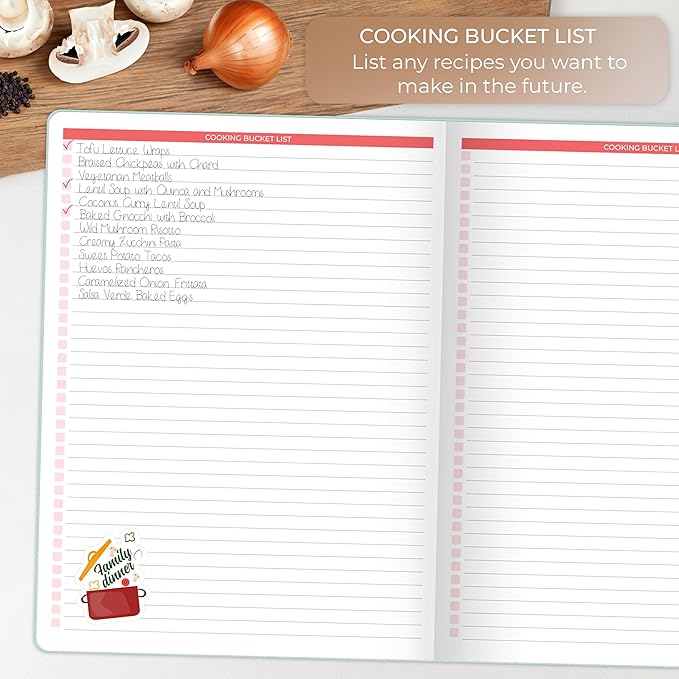 Clever Fox Recipe Book – Make Your Own Family Cookbook – Blank Recipe Notebook Organizer – Empty Cooking Journal to Write In Recipes – Large Size, 8.5”x11.2”, Hardcover, Mint Cream