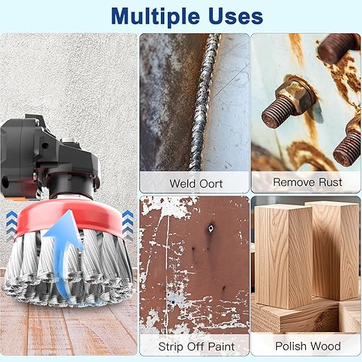 BURMONG 7 PCS Wire Wheel Brush for 4-1/2" Angle Grinder, Carbon Steel Knotted & Crimped Cup/Wheel Brushes (3" & 4"), Heavy Duty Rust, Paint, Corrosion Removal, 5/8"-11 UNC Threaded Arbor