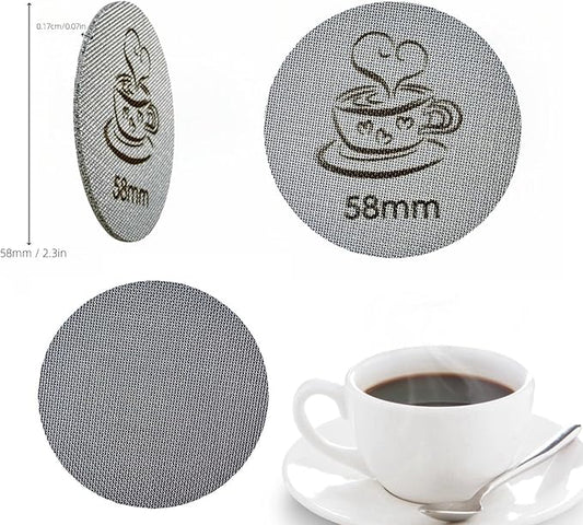 Espresso Puck Screen 58mm for Portafilter Basket, 1.7mm Thickness Made with 316 Stainless Steel, Coffee Machine Reusable Filter for Espresso Accessories (58mm)