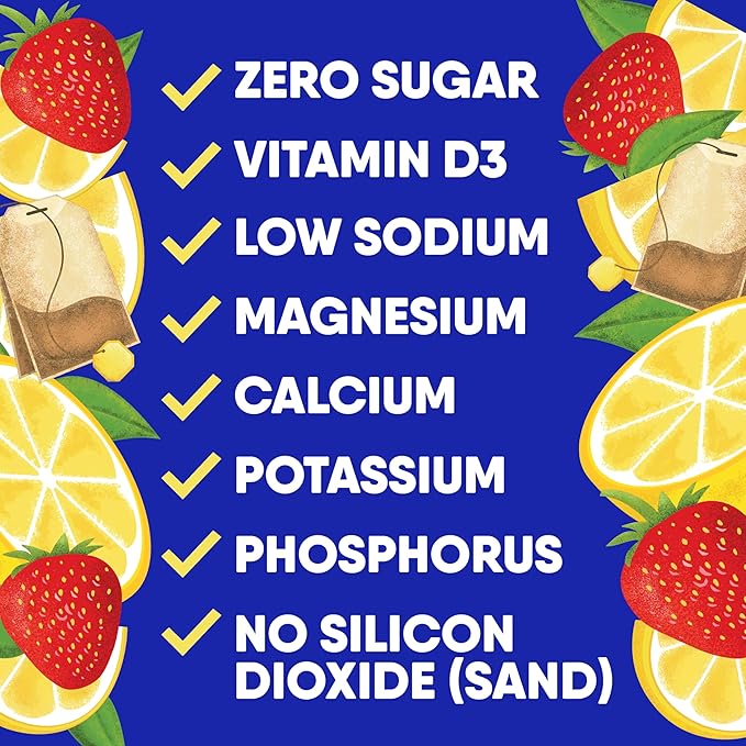 GoHydrate Low Sodium Electrolytes Powder Packets Sugar Free - Instant Hydration Daily Drink Mix - Zero Sugar Water Flavor Packet Singles with Vitamin D - (Lemonade, 30 Packs)